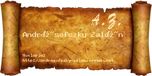 Andrásofszky Zalán névjegykártya